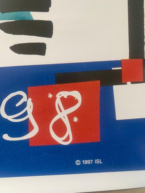 Image 1 of Affiche officielle de la Coupe du Monde France 98 - Nathalie Le Gall - État neuf avec tube d'origine