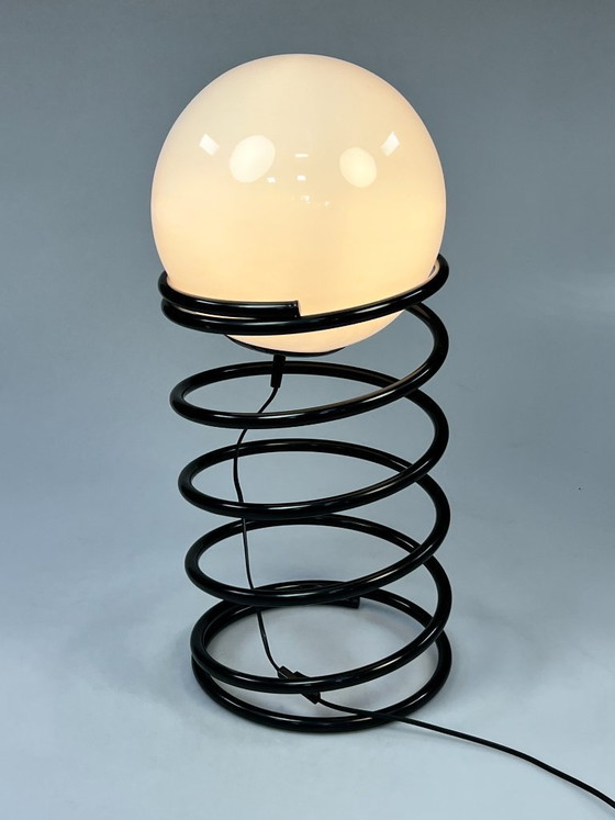 Image 1 of Vintage XL Woja Black Spiral Lamp, Globe Lamp, Netherlands 70's
