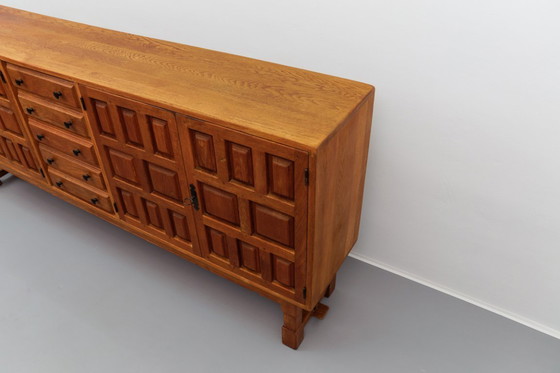 Image 1 of Large Screwless Sideboard in Carved Oak, Spain, 1960s