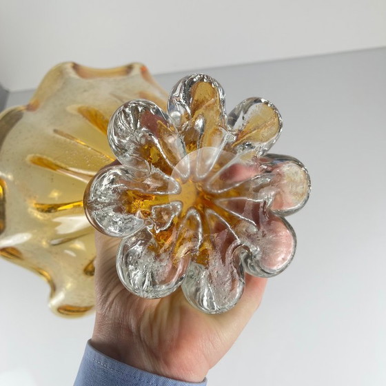 Image 1 of Murano-stijl amberkleurige glazen schaal, 1970