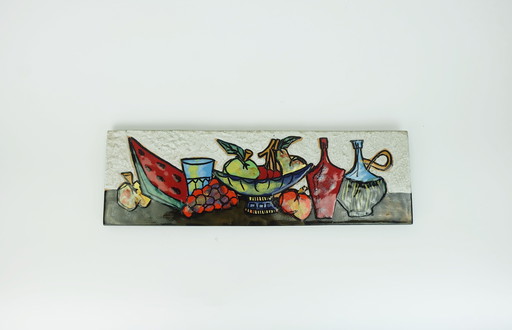 Mid Century Modern Wall Plaque with Still Life 1950s