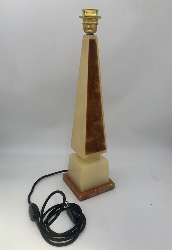 Image 1 of Rare brown alabaster table lamp from Volterra, circa 1960.