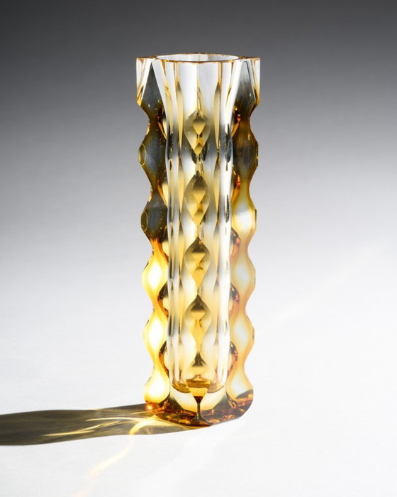 Image 1 of Exbor Oldrich Lipa Lipsky Sculptural Czech Art Glass Vase DUO Vintage 60s-70s