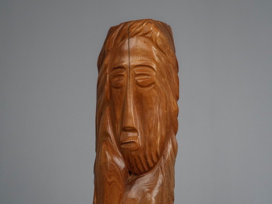 Large-Scale Figurative Oak Sculpture, Belgium, 1970s – Wood (photo 6 of 8)