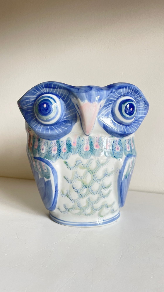 Image 1 of Vintage Chinese Porcelain Owl Planter