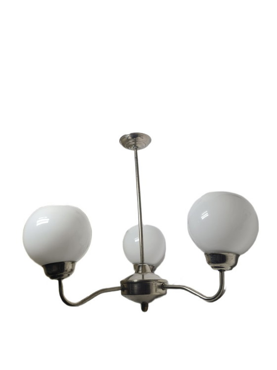 Art Deco Style Chandelier, Poland, 1960s – Glass, Metal (photo 6 of 10)
