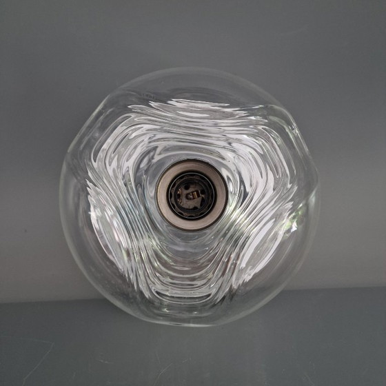 Image 1 of Plafonnier Vintage Space Age - Peill & Putzler "Wave" / "Futura" - 1970 Allemagne - Verre et Métal - Ø 22 cm. Rond.