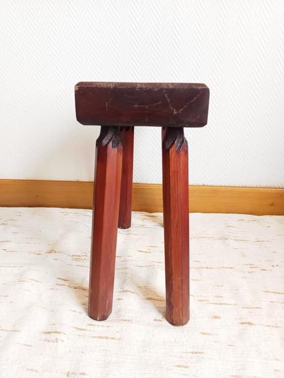 Image 1 of Vintage wooden brutalist farmhouse stool