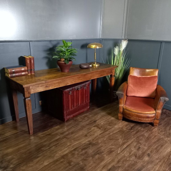 Fauteuil en cuir français – Art déco avec façade rectangulaire – Leather, Wood (photo 14 of 14)