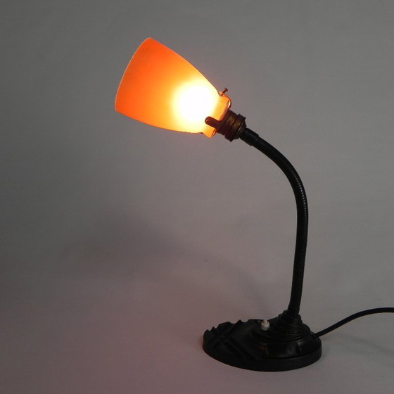 Image 1 of Lampada da scrivania ERPE con paralume in vetro arancione, anni '30