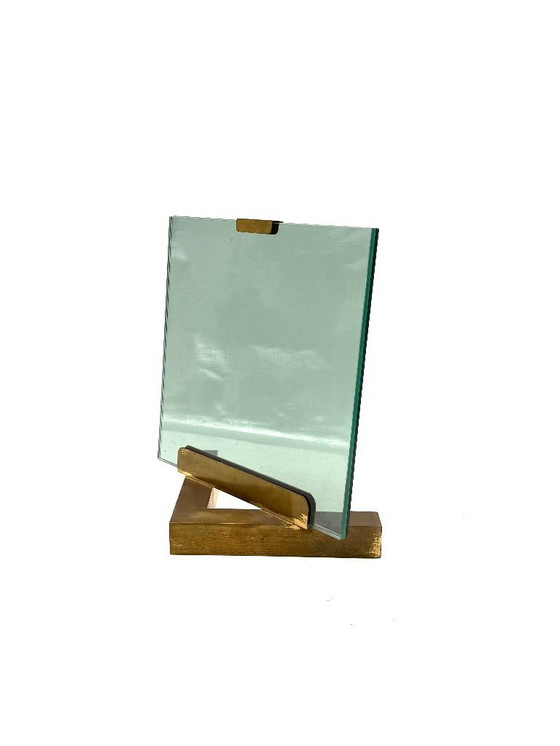 Image 1 of Bilderrahmen aus Messing und Glas im Hollywood-Regency-Stil, nach Art von Gabriella Crespi, Italien, 1970er Jahre