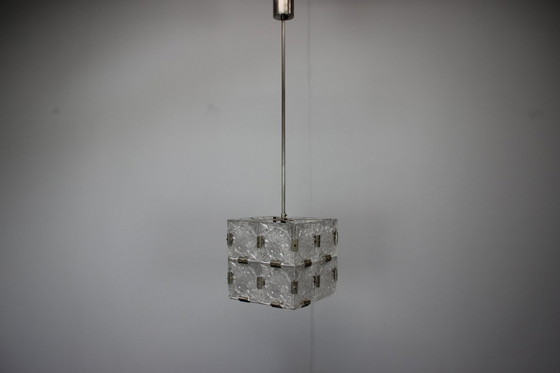 Image 1 of Pendentif carré en verre transparent de Mid Century par Kamenicky Šenov, années 1960, Tchécoslovaquie