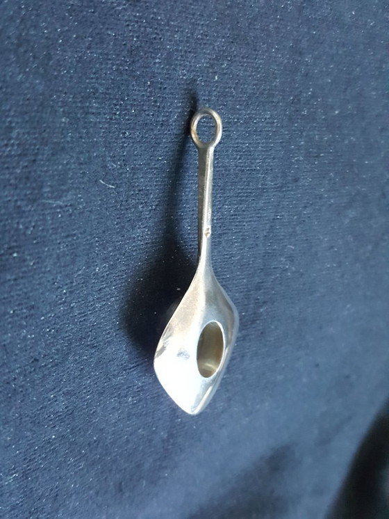 Image 1 of Sieraad, hanger, zilver, grijsgroene agaat, jaren '60