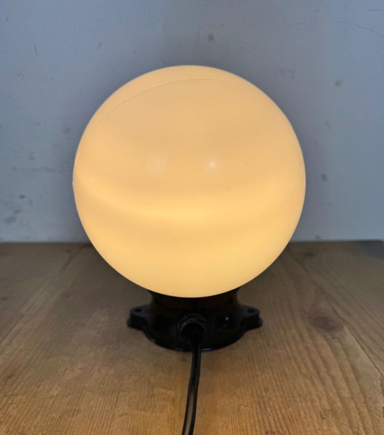 Image 1 of Vintage Brown Bakelite Wall Light with Milk Glass, 1970s