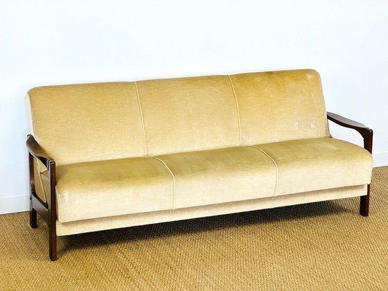 Image 1 of Schlafsofa und skandinavischer Samtsessel, 1960, 2er-Set