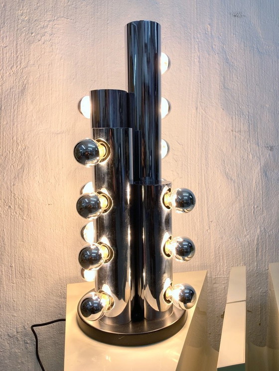 Image 1 of Rare Italian space age design table lamp column lamp 20-light 70s