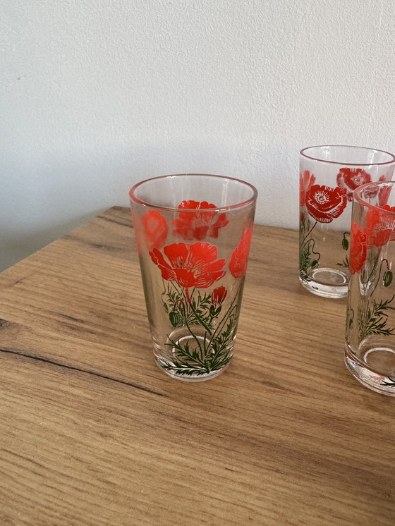 Image 1 of Verres vintage coquelicot I