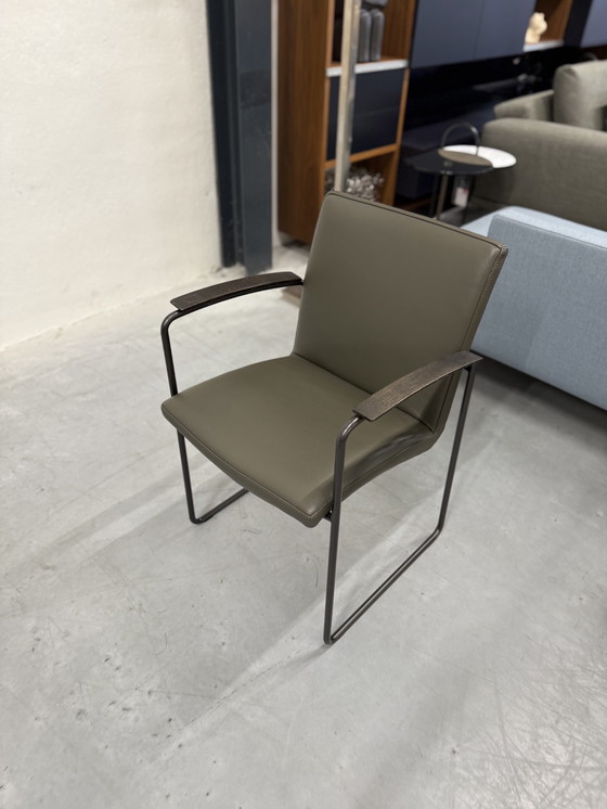 Image 1 of Leolux Talos Eetkamerstoel groen leer