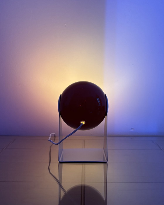 Image 1 of Vintage lamp, Italië, jaren 60, jaren 70, metaal, ruimtetijdperk, Spoetnik-ontwerp, UFO, oranje oogbollamp, industrieel ontwerp,