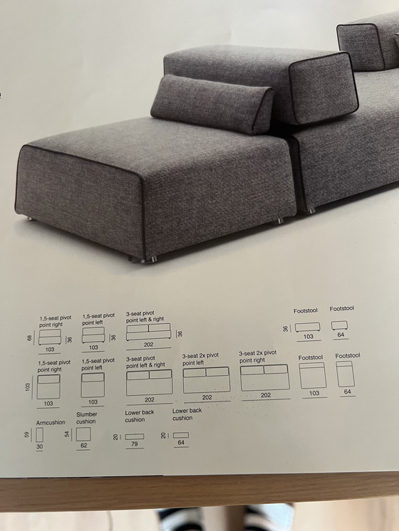 Image 1 of Sleek modular corner sofa Leolux (2x three-seater sofa and 1x footstool)