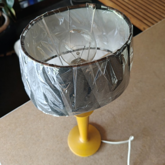 Image 1 of Vintage Wooden Table Lamp with New Lampshade | Scandinavian Modern | 53 cm