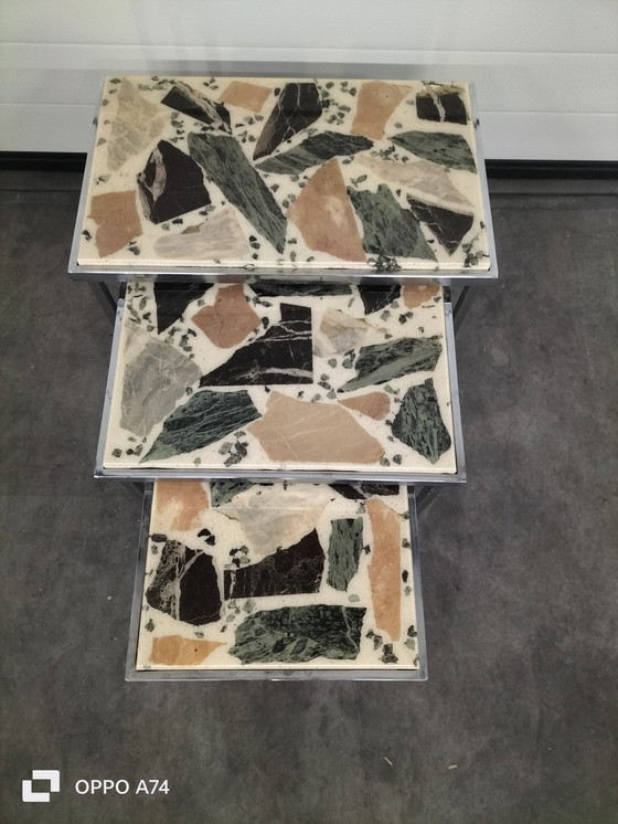 Image 1 of Tavolino ad incastro in marmo vintage, pietra onice