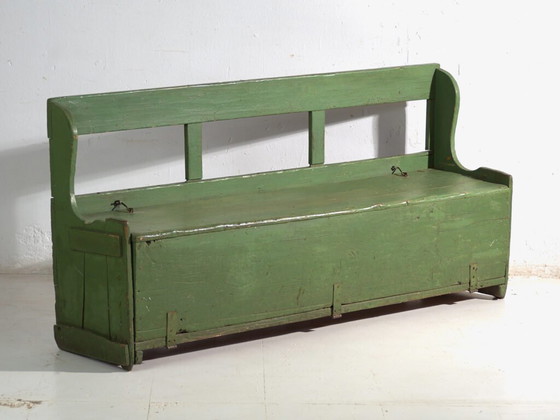 Antique painted storage bench – Central Europe, circa 1900 – Benches, Rustic (photo 5 of 35)