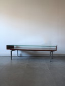 Table basse vintage en palissandre et plateau en verre de Topform