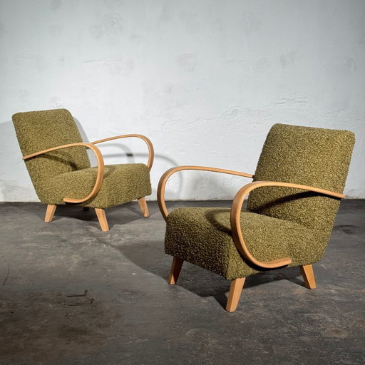 Een paar Jindrich Halabala Type C fauteuils, volledig gerestaureerd, jaren 1930. – Textile, Wood