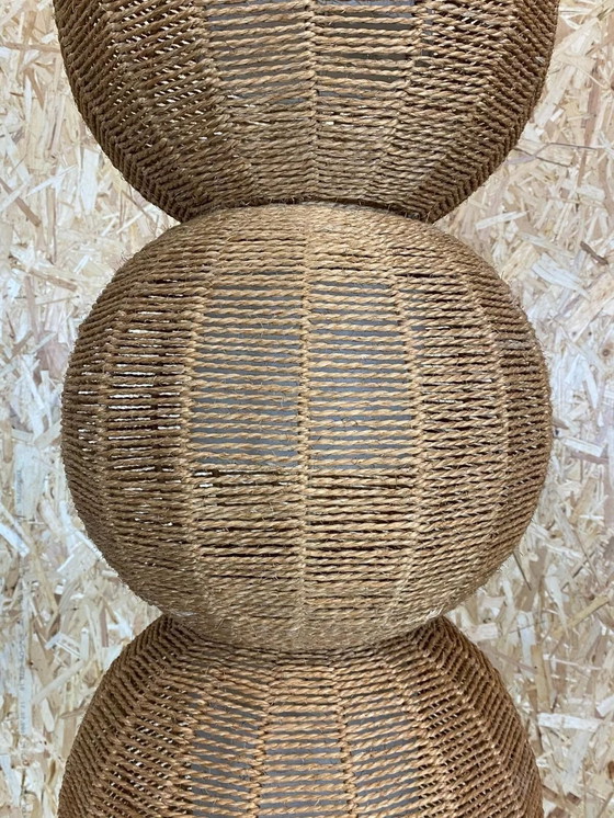 Image 1 of XL 60s 70s lamp lamp ball lamp raffia wickerwork space age design 60s