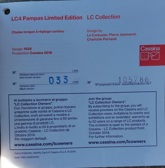 Image 1 of LC4 - Cassina - Corbusier -Pampas Limited Edition 033/200