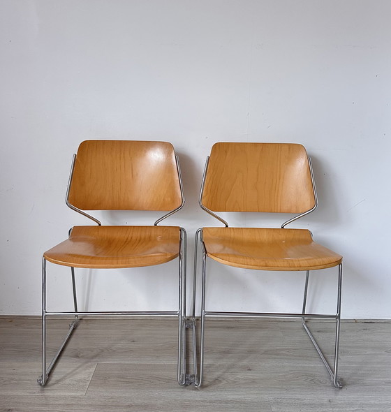 Image 1 of 6x Matrix Krueger houten design stoelen