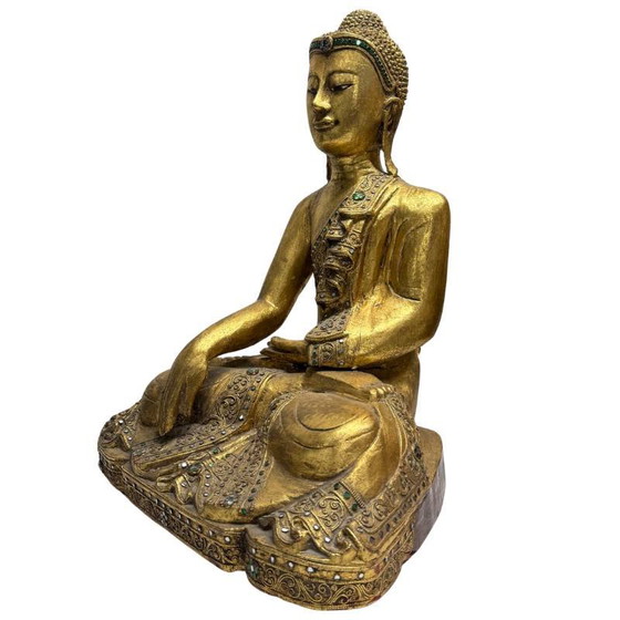 Buda Mandalay Birmano del Siglo XIX Calidad Museo – Madera de Teca Maciza (50.5 cm) – Esculturas (photo 8 of 11)