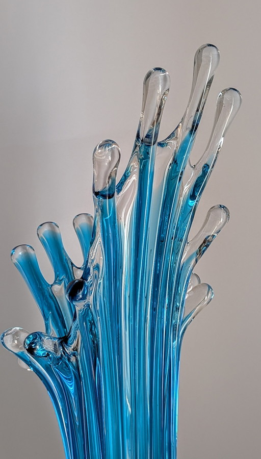 Sculptural Murano Glass Vase in Blue – 45 cm Italian Design