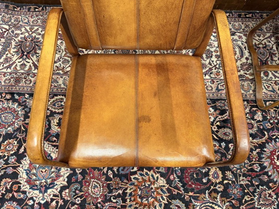 Sedia in Pelle Stile Ralph Lauren con Fibbia - Jacques Adnet – Sedie da pranzo, Leather (photo 13 of 14)