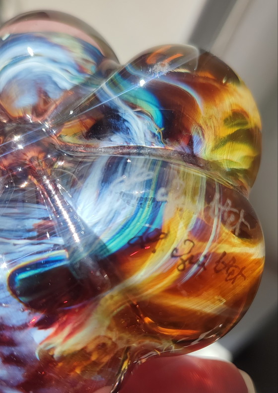 Image 1 of Pompoen van geblazen glas, gesigneerd door Loup Guittet.