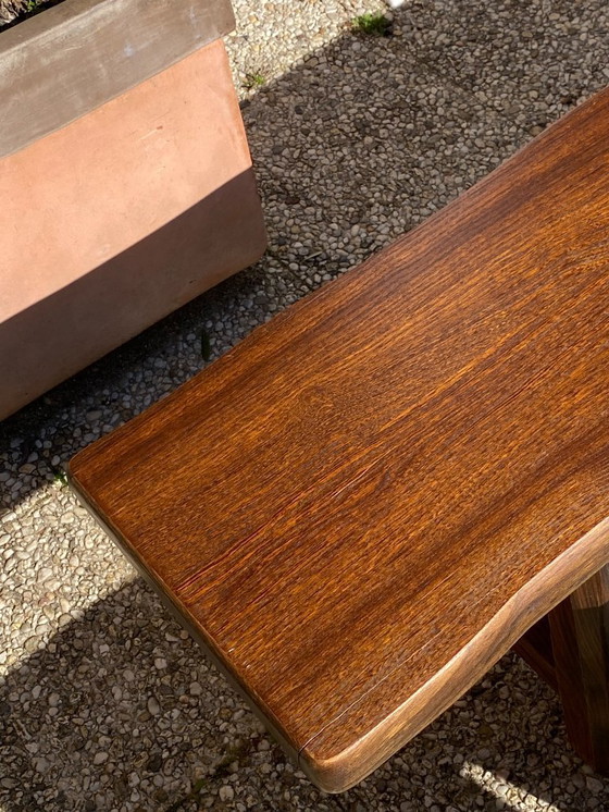 Image 1 of Pair of elm benches for a rustic brutalist farmhouse table, 1950s