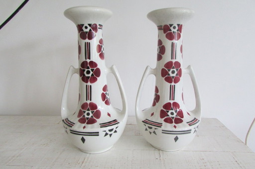 Jugendstilvasen von Saint Clément, 1890er Jahre, 2er Set