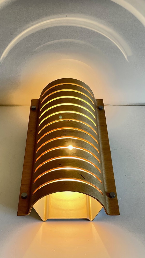 Image 1 of Ikea VINTAGE FOLDED WOOD AND STEEL WALL LAMP