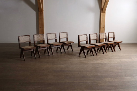 Set van 8 Pierre Jeanneret PJ-SI-25-A armloze stoelen, Chandigarh, 1958 – Eetkamerstoelen, Wood (photo 4 of 17)
