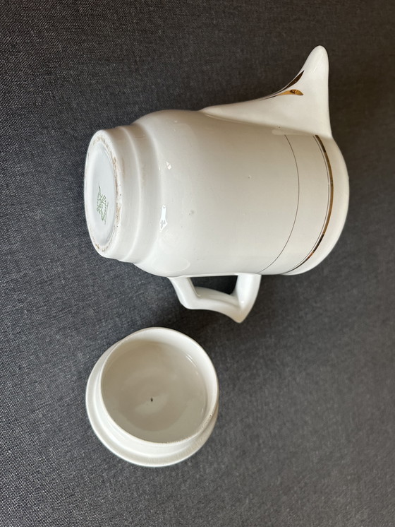 Image 1 of Moulin des Loups Orcerame France Art-Déco Ceramic coffee maker - Gold edging