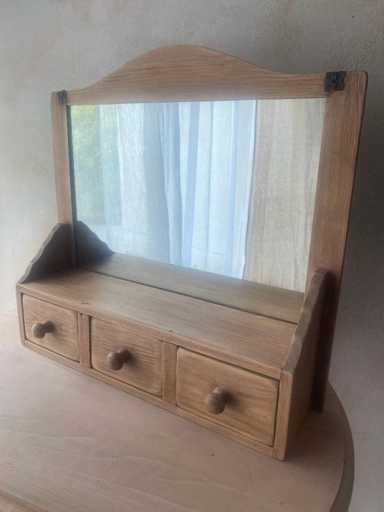 Image 1 of Estantería de pared antigua con espejo y 3 cajones - estilo tocador