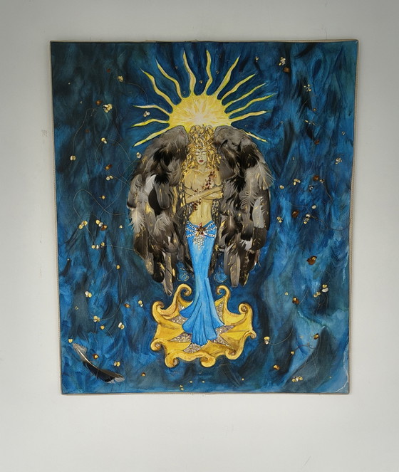 Image 1 of Archangel, handmade artwork with mixed media.
