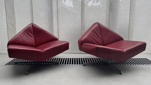 2 rare edizioni di poltrona girevole di design in pelle Schmieder Brasilia