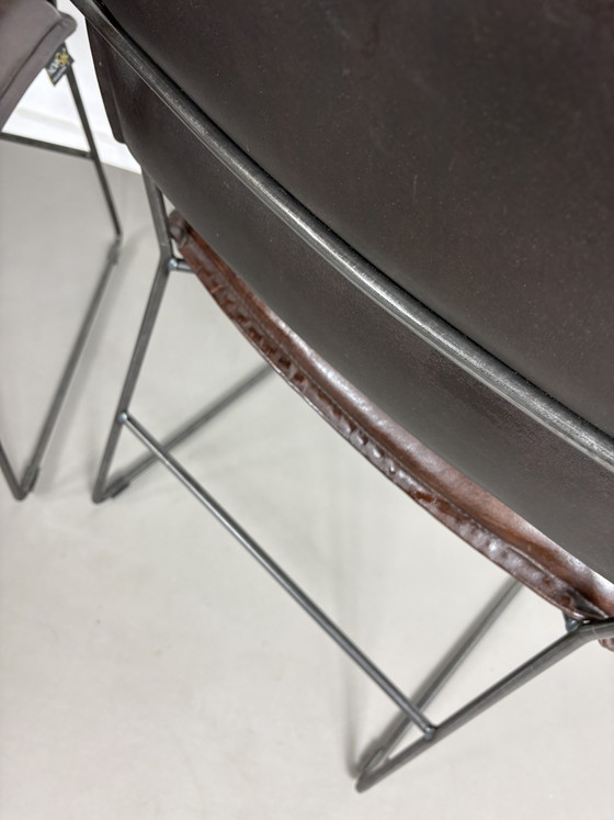 4 NovaStyl Collection Brown Leather Dining Chairs – Metal (photo 9 of 15)