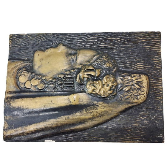 Image 1 of Decorazione murale in bassorilievo in gesso vintage 29x21 cm