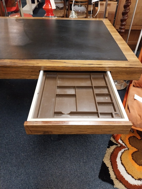 Image 1 of 1 x B.U.S. desk 200 x 100cm black leather top 1980s