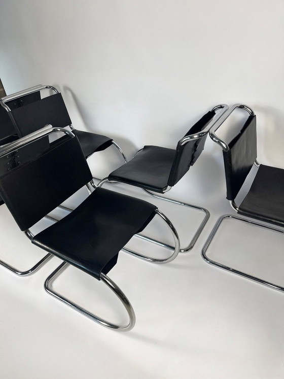 Image 1 of Set of 6 MR10 Dining Chairs — Ludwig Mies van der Rohe, attr. Knoll, c. 1970s