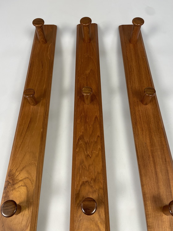 Image 1 of Vintage Teak Wall Coat Rack With Hangers, Aksel Kjersgaard For Odder Mobler, Denmark 1960'S