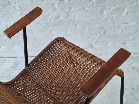 Pair of Rattan and Iron Stackable Elbow Chairs by Gian Franco Legler, Switzerland, 1960s – Dining chairs (photo 9 of 10)